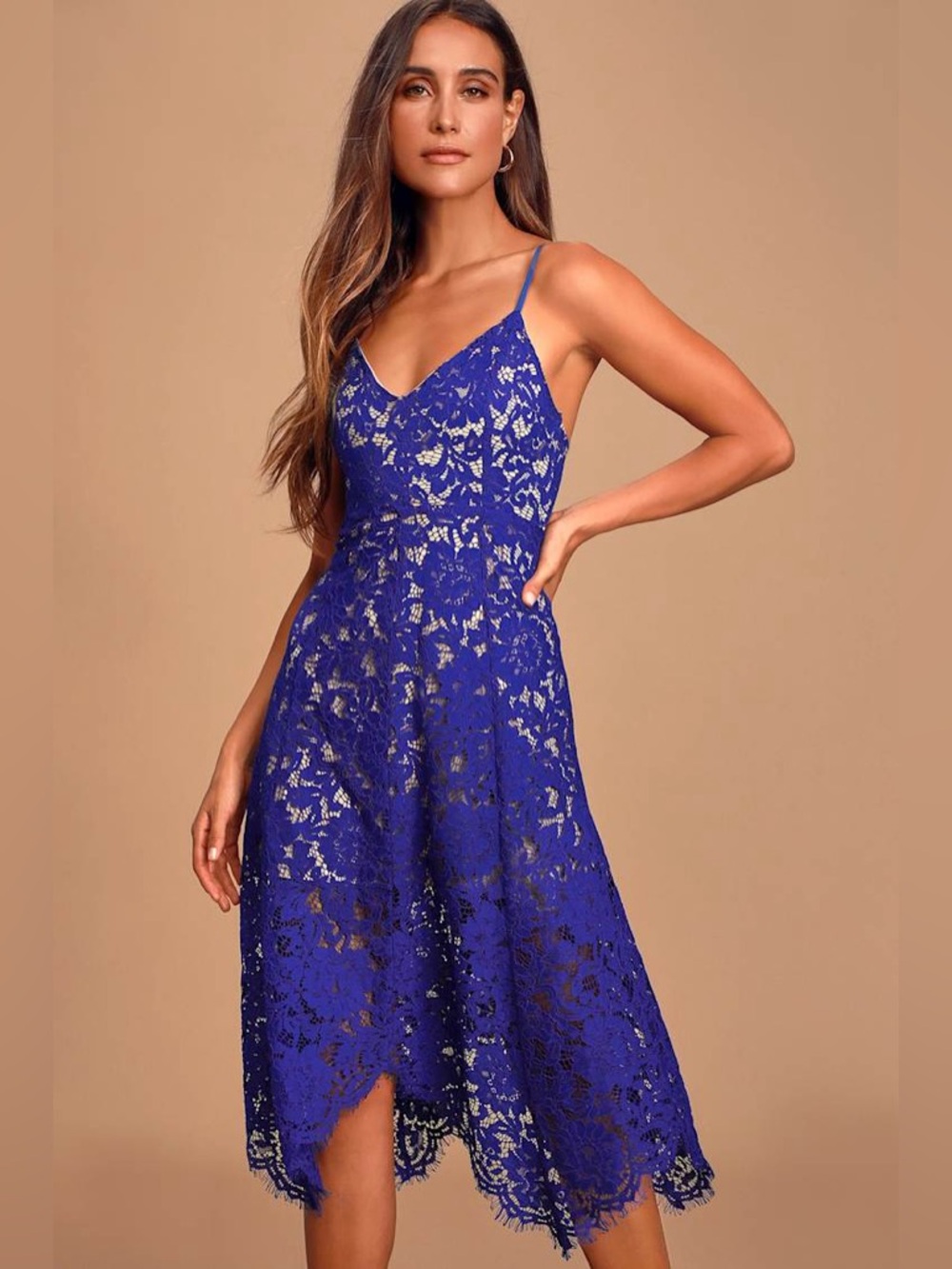 Lulus One Wish Royal Blue Lace Midi Dress - Picture 3 of 6